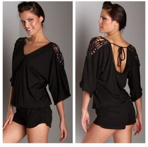L*Space Callisto Romper Black Crochet S